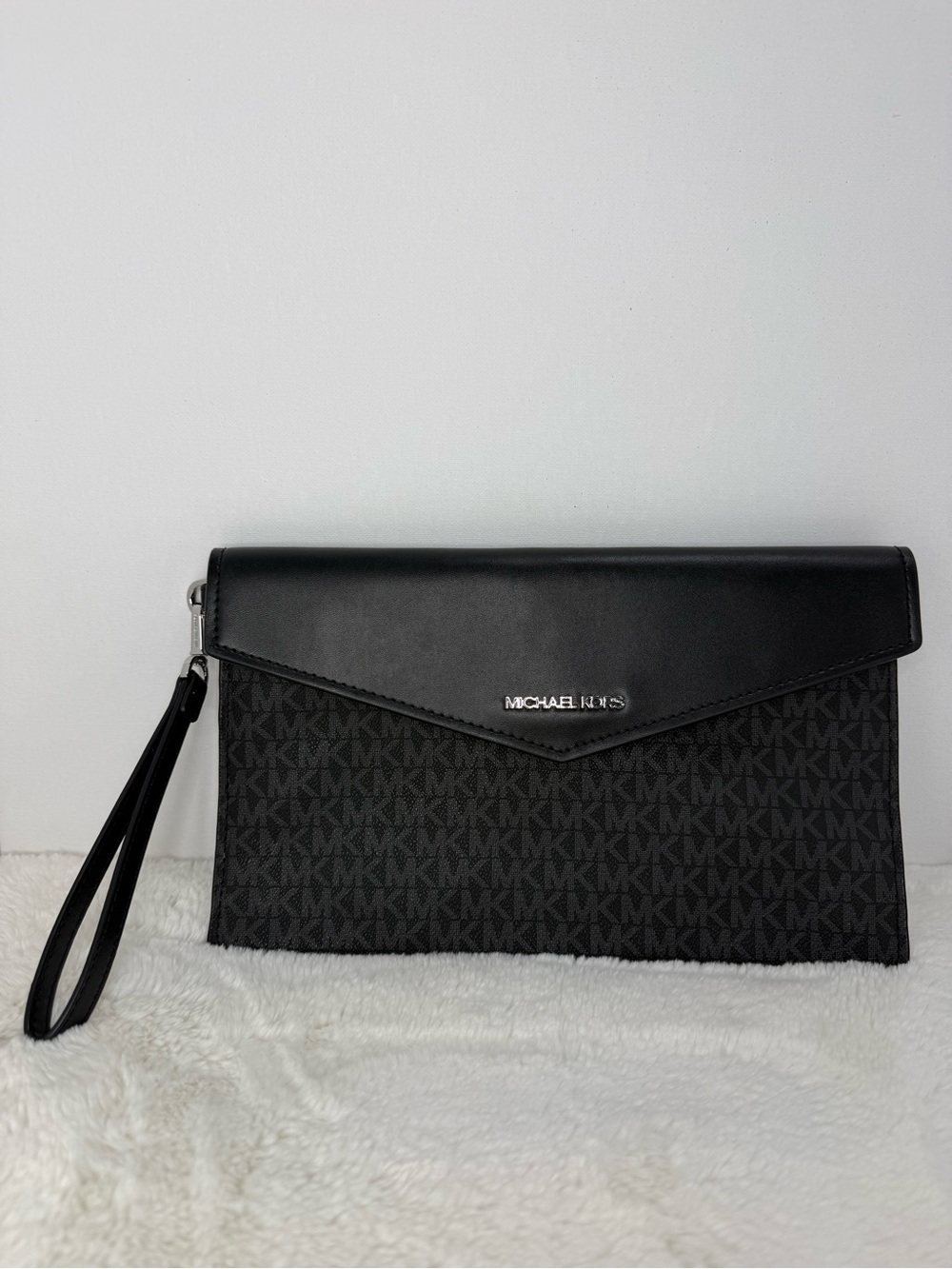 Michael Kors Black MK Logo Envelope Wristlet with Strap